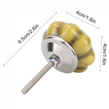3PCS Ceramic Pumpkins Door Drawer Cupboard Cabinet Pull Handles Knobs(Yellow)